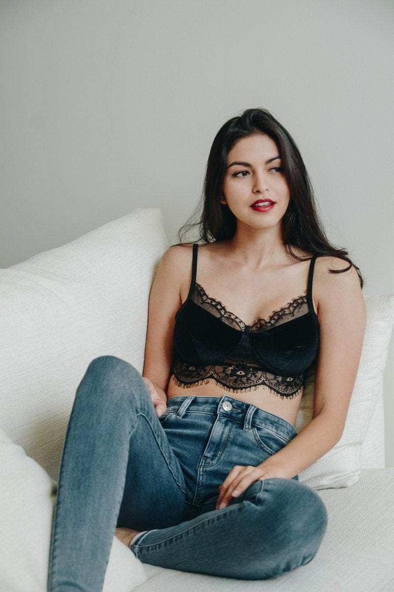 Velvet Lace Half Bralette Bralette Leto Collection   