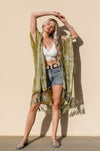 Velvet Mesh Tapestry Kimono Kimono Leto Collection One Size Mustard 