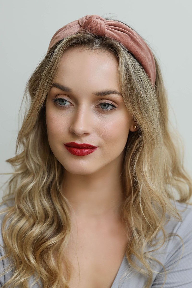 Velvet Twist Knot Headband Headbands Leto Collection Blush  