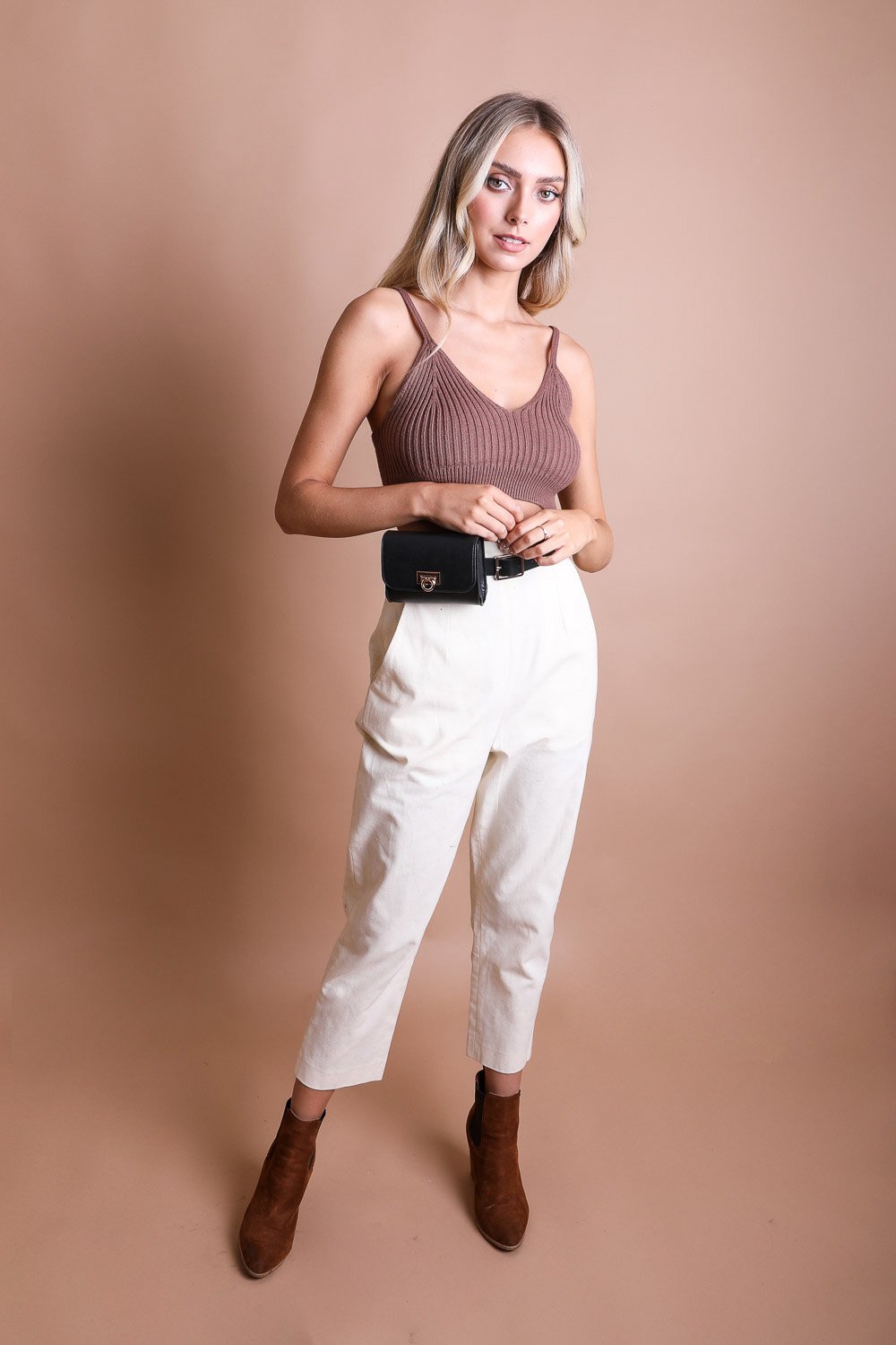 Mini Faux Leather Belt Bag – Chic with Gold Link Chain - NeoKira Unlimited