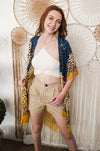 Vibrant Multicolor Frayed Kimono Kimono Leto Collection   