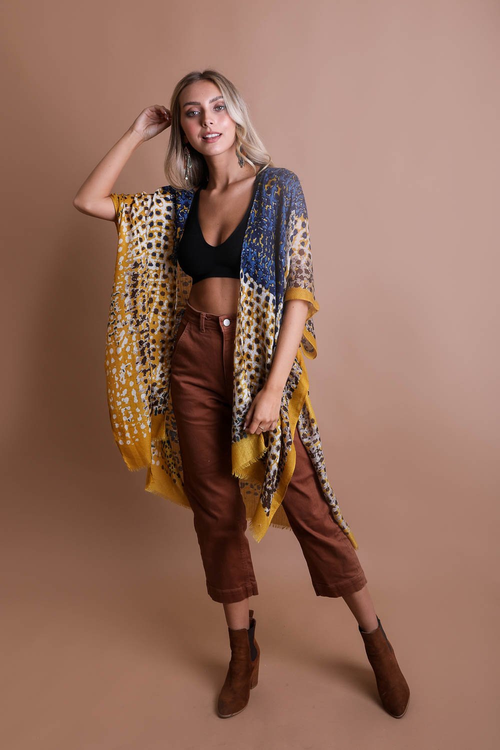 Vibrant Multicolor Frayed Kimono Kimono Leto Collection   