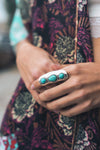 Waterfall Droplet Turquoise Stone Ring Adjustable Ring Leto Collection Turquoise  