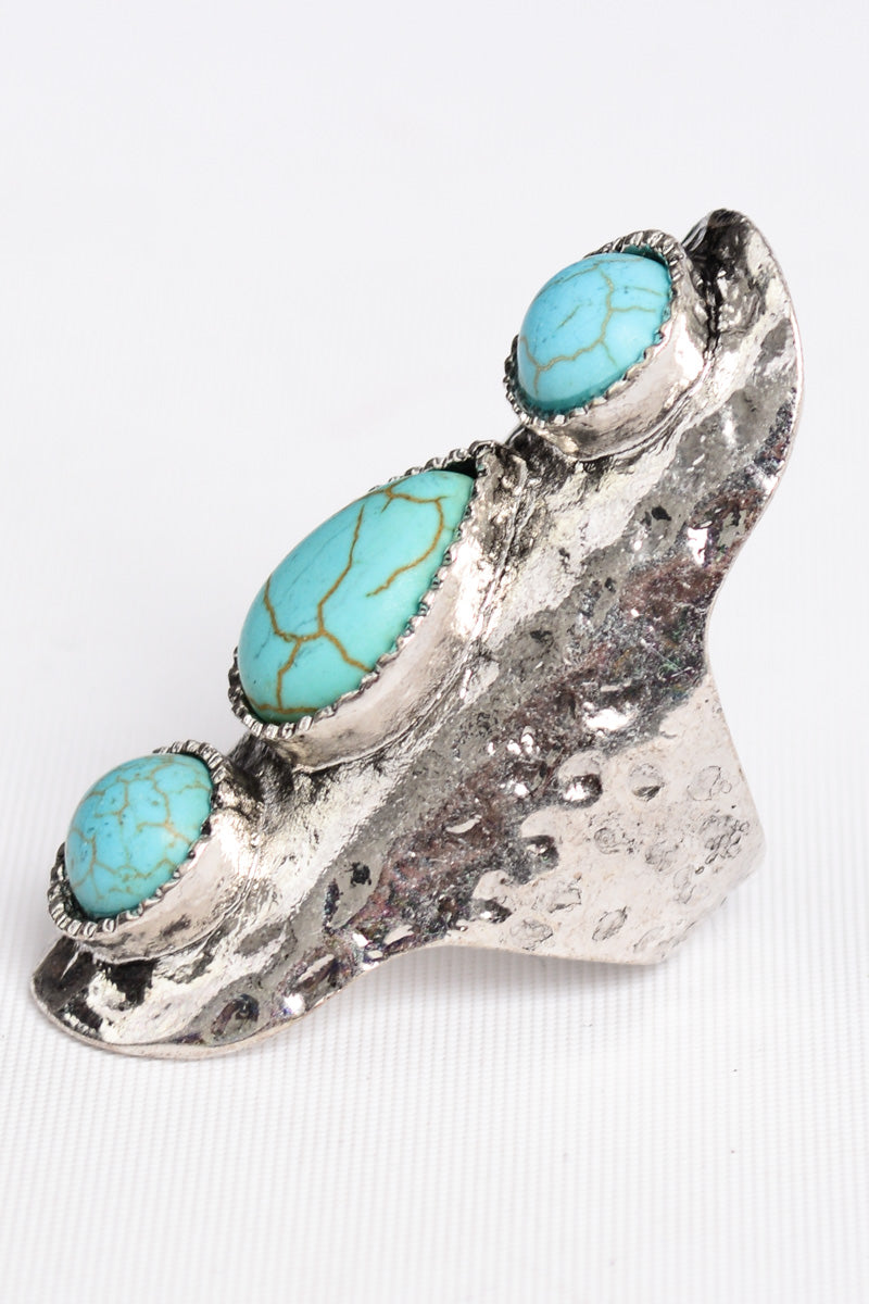 Waterfall Droplet Turquoise Stone Ring Adjustable Ring Leto Collection   