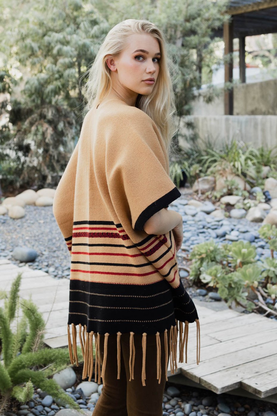 Western Luxe Fringed Ruana Ponchos Leto Collection   