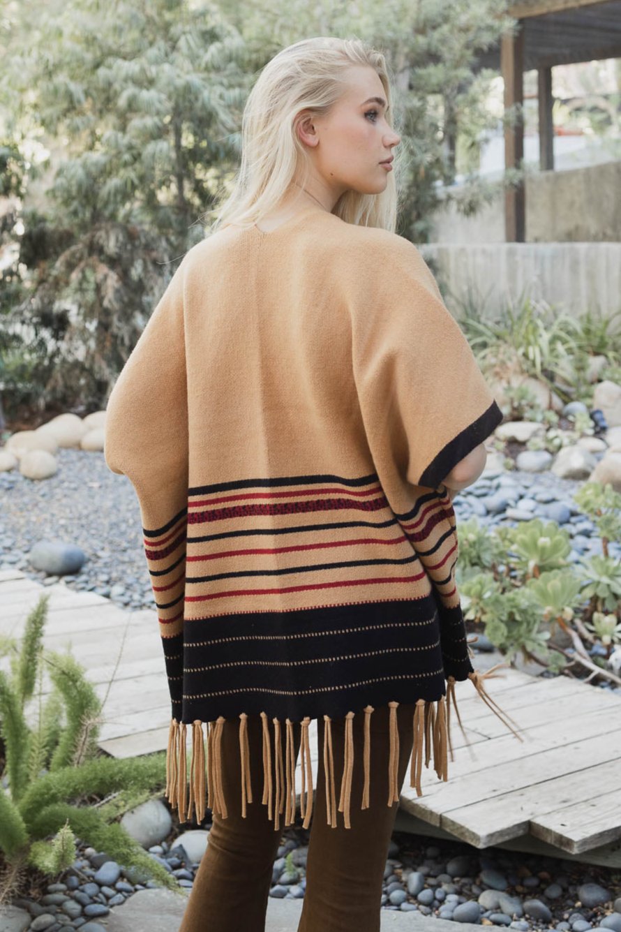 Western Luxe Fringed Ruana - NeoKira Unlimited