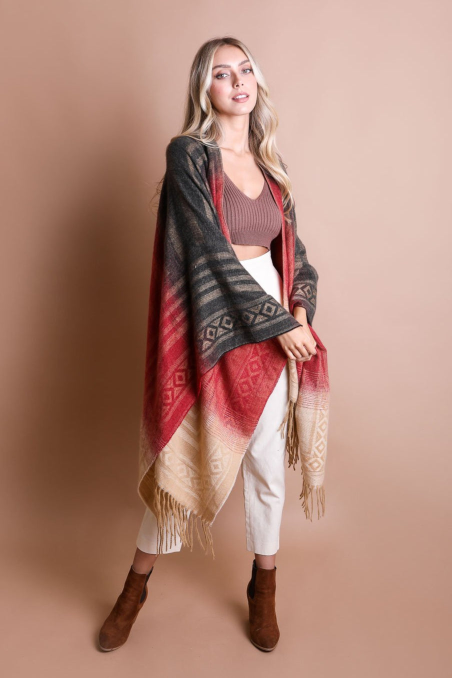 Western Style Colorblend Tassel Serape - NeoKira Unlimited