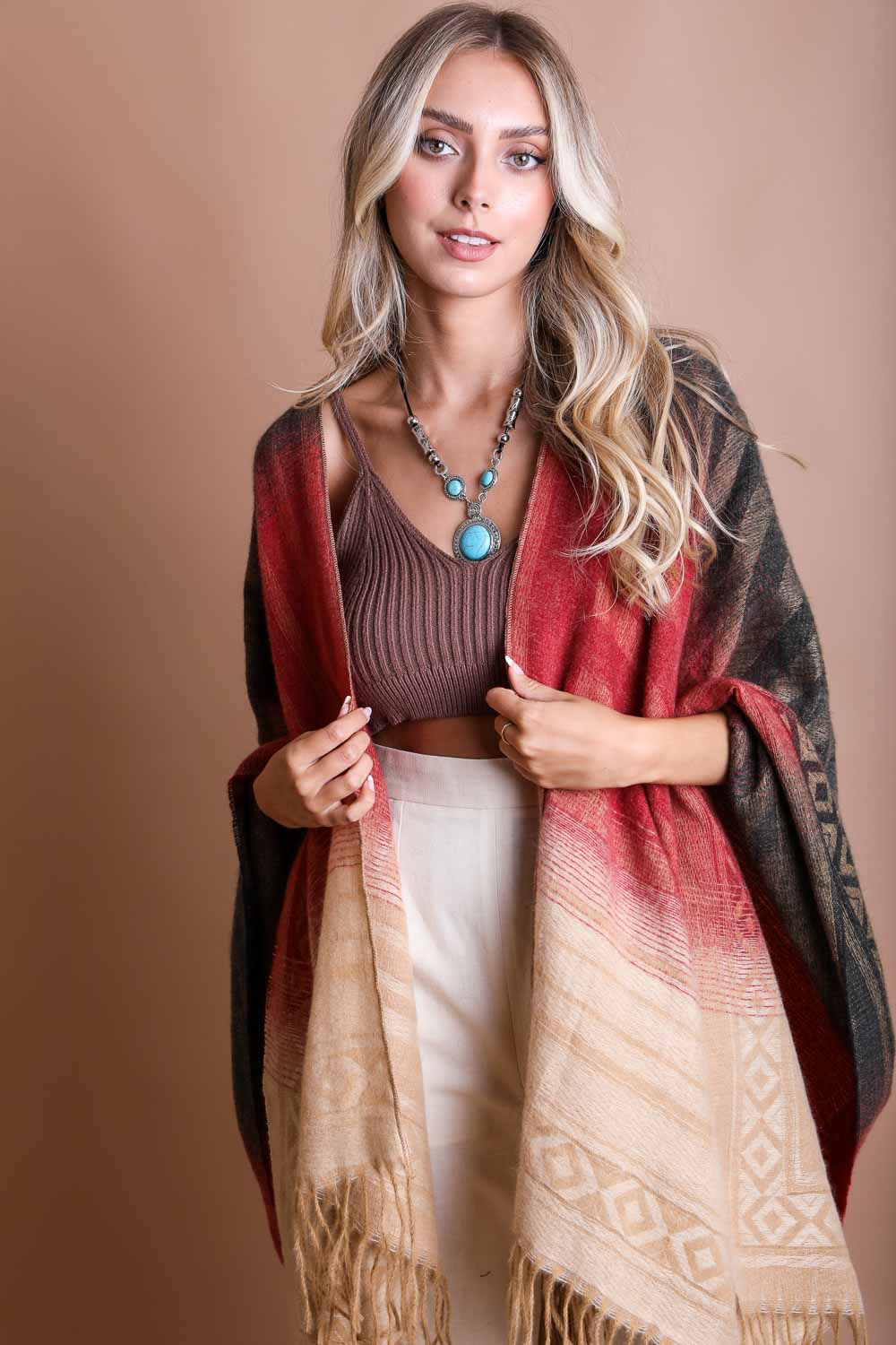 Western Style Colorblend Tassel Serape - NeoKira Unlimited