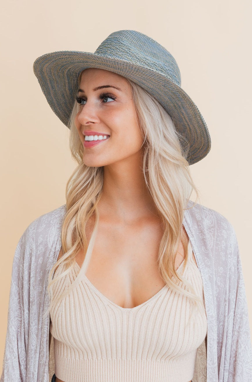 Western Whisper Straw Brim Hat Hats Leto Collection Blue  