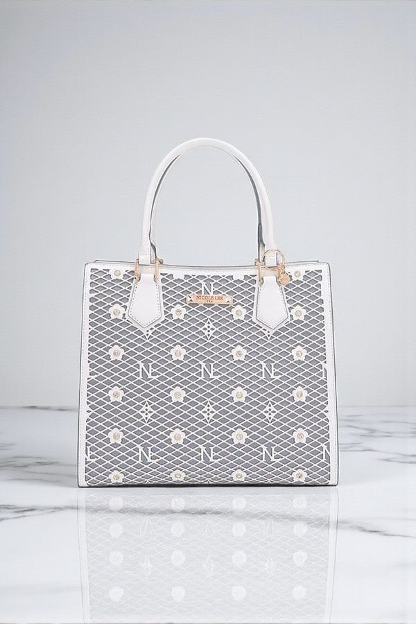 Nicole Lee USA Gracie Quiet Luxury Structured Tote Laser-Cut Motifs - NeoKira Unlimited