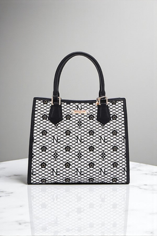 Nicole Lee USA Gracie Quiet Luxury Structured Tote Laser-Cut Motifs - NeoKira Unlimited