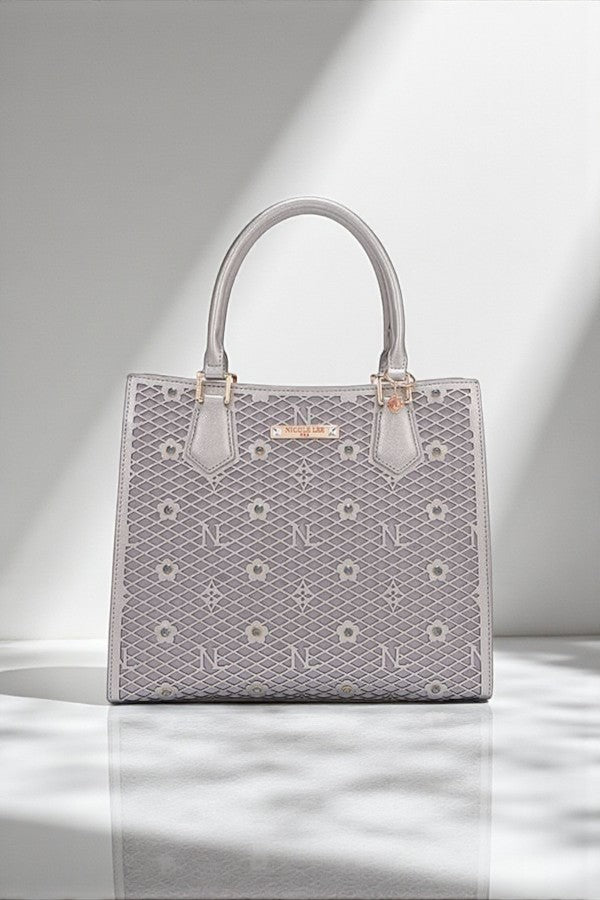 Nicole Lee USA Gracie Quiet Luxury Structured Tote Laser-Cut Motifs - NeoKira Unlimited
