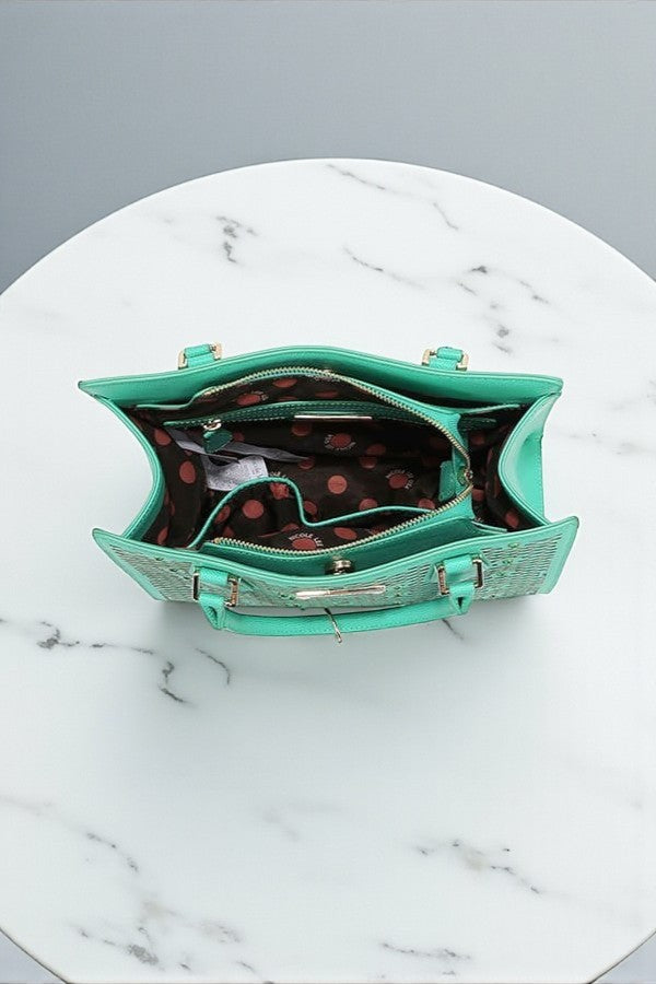 Nicole Lee USA Gracie Quiet Luxury Structured Tote Laser-Cut Motifs - NeoKira Unlimited