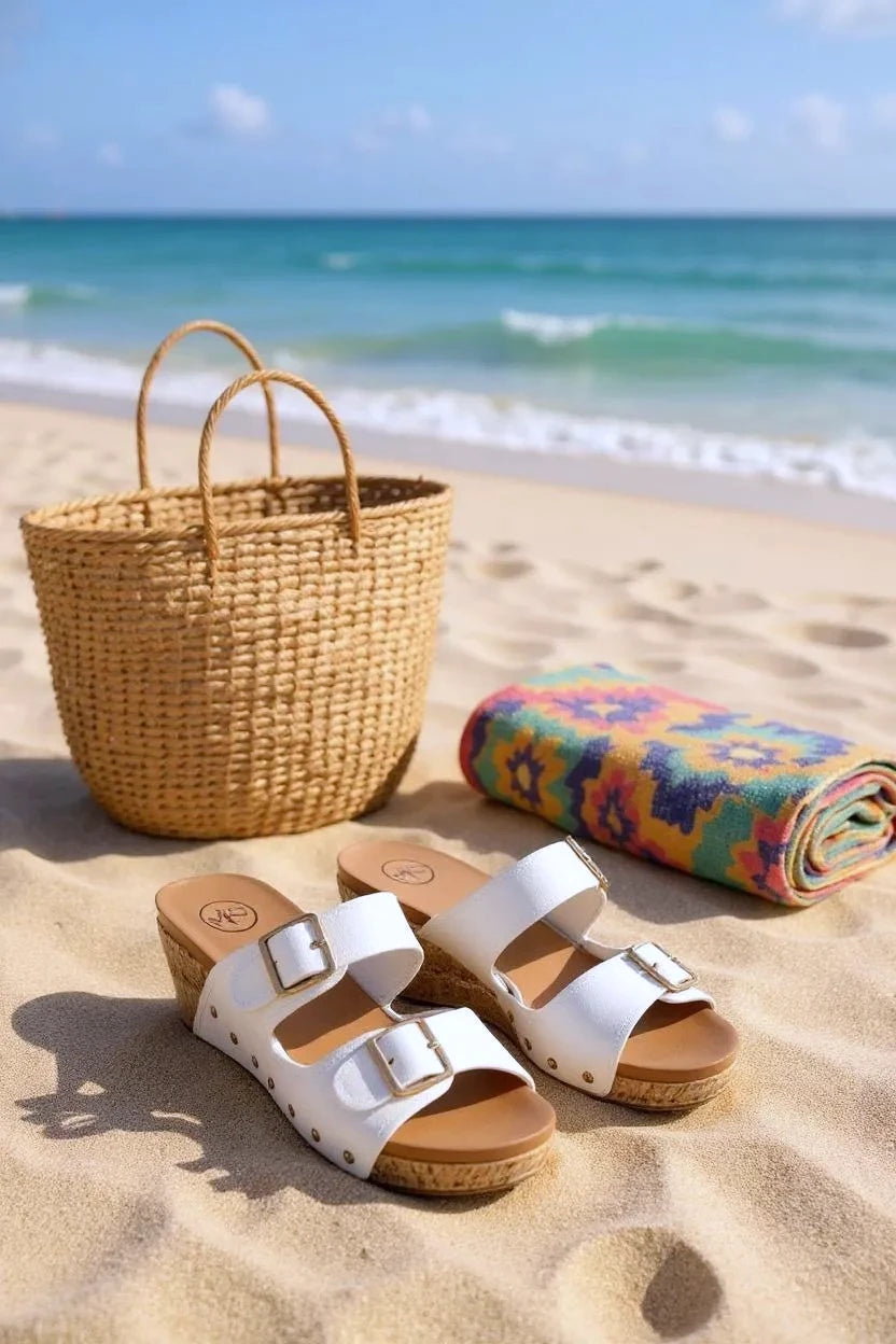 CADE Women’s Cork Design Wedge Platform Raffia Sandals - NeoKira Unlimited