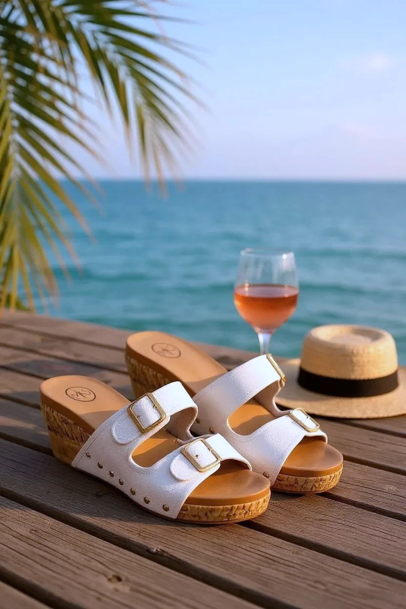 CADE Women’s Cork Design Wedge Platform Raffia Sandals - NeoKira Unlimited