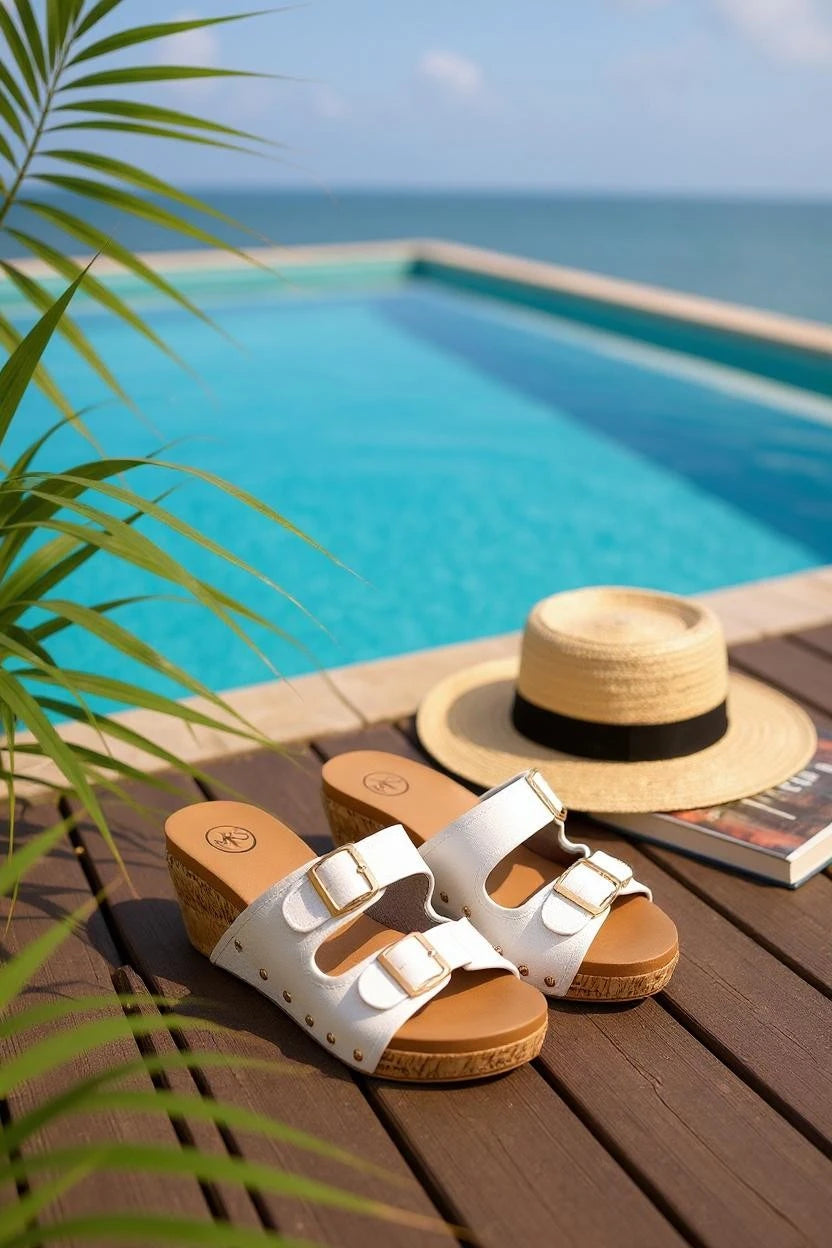 CADE Women’s Cork Design Wedge Platform Raffia Sandals - NeoKira Unlimited