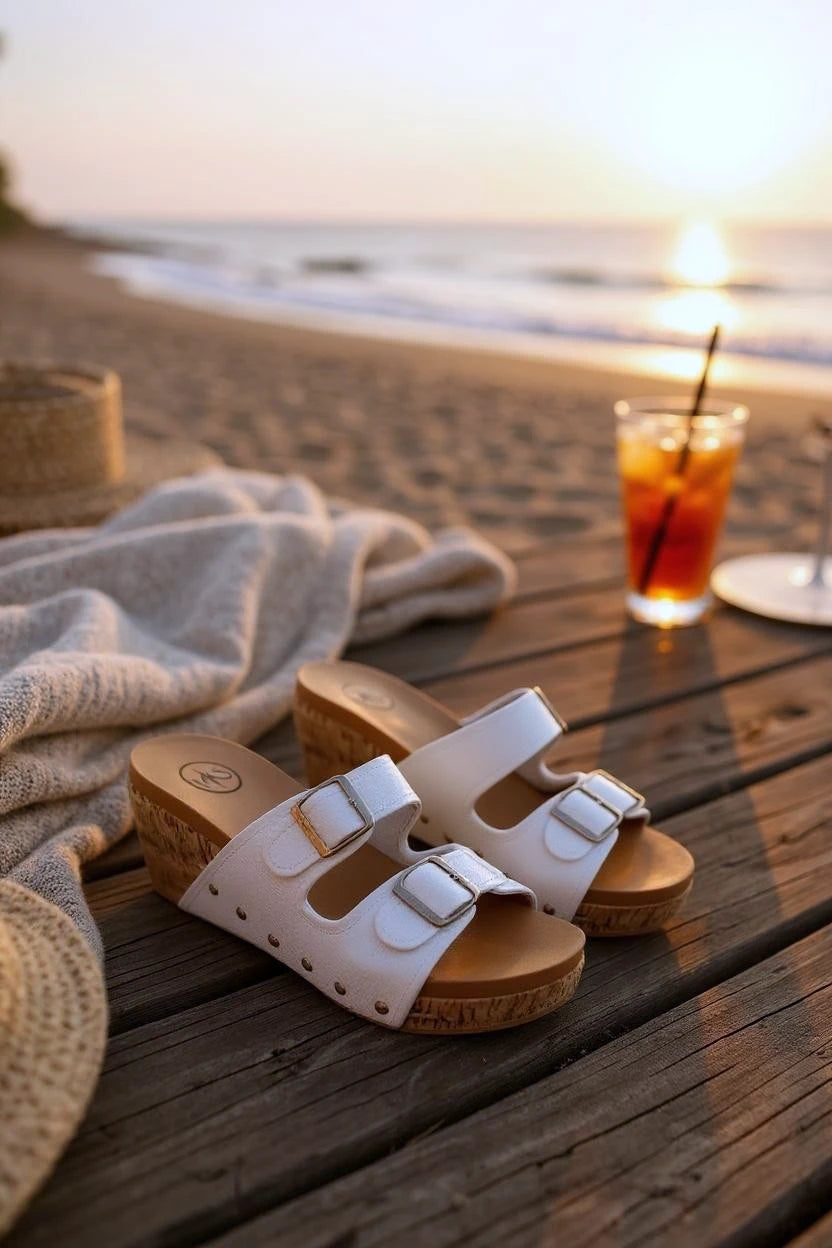 CADE Women’s Cork Design Wedge Platform Raffia Sandals - NeoKira Unlimited