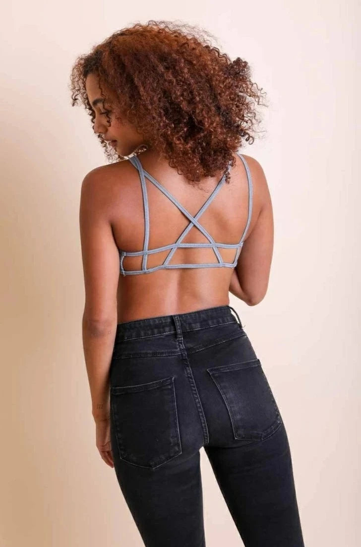 Stone Washed Denim Bralette Bralette Leto Collection   