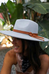 Wide Brim Leather Ribbon Bolero Hat Hats Leto Collection Gray  