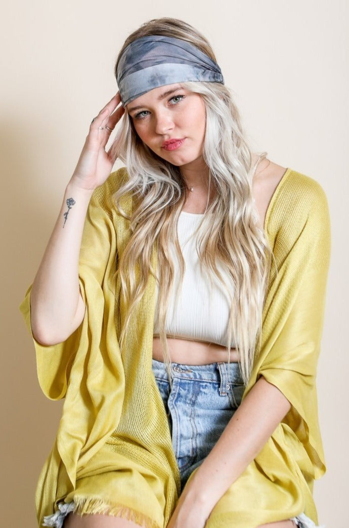 Wide Tie-Dye Headband Headbands Leto Collection Charcoal  