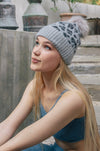 Wild Leopard Knit Beanie Beanies Leto Collection Gray  