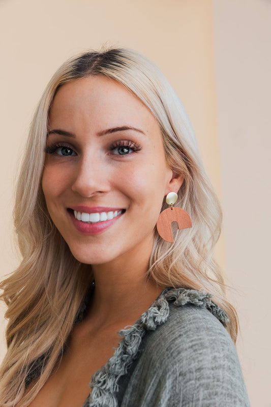 Wooden Modern Arch Shaped Earring - NeoKira Unlimited