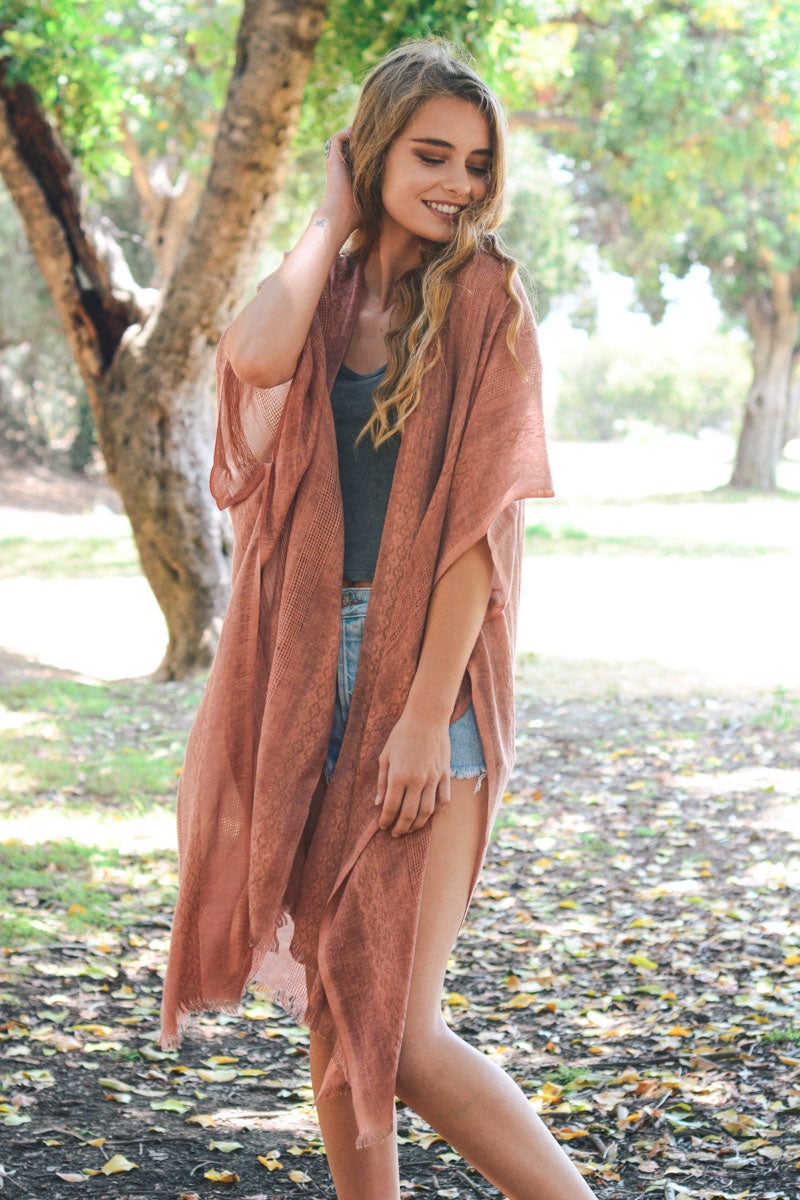 Woven Long Line Tribal Kimono - NeoKira Unlimited