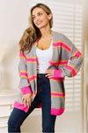 Woven Right Ribbed Long Sleeve Cardigan Cardigan Trendsi Charcoal S 