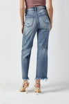 RISEN High Waist Raw Hem Straight Jeans Jeans Trendsi   