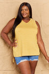 Doublju Talk To Me Full Size Striped Sleeveless V-Neck Top Top Trendsi   