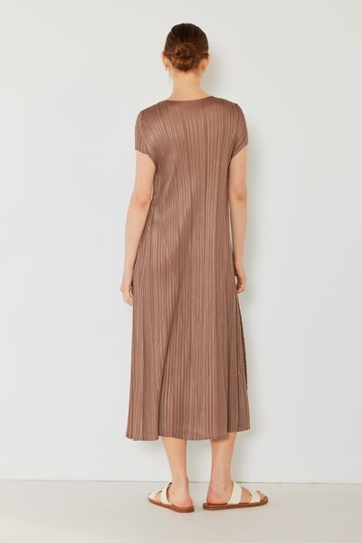 Marina West Swim Pleated Cap Sleeve A-Line Dress Midi Dress Trendsi   