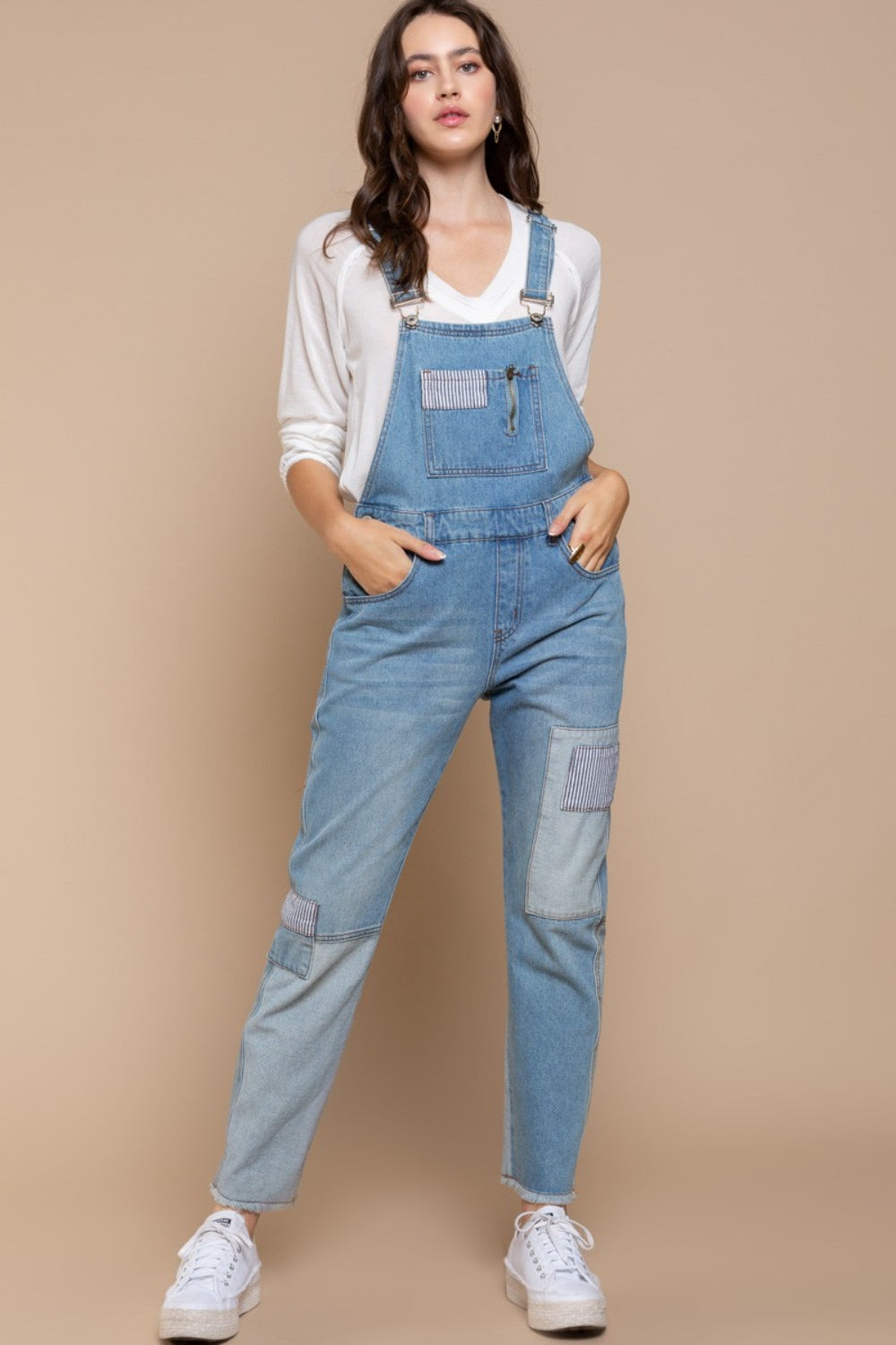 POL Front Chest Zipper Slim Leg Denim Overalls Overalls Trendsi   