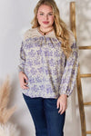 Hailey & Co Full Size Lace Detail Printed Blouse Blouse Trendsi   