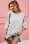 BiBi Color Block Round Neck T-Shirt T-Shirt Trendsi   