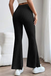 Basic Bae Full Size Ribbed High Waist Flare Pants Pants Trendsi   