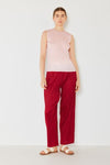 Marina West Swim Pleated Elastic-Waist Straight Pants Pants Trendsi Maroon Red S 