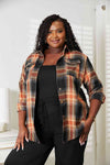 Double Take Plaid Dropped Shoulder Shirt Shirt Trendsi   