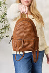 SHOMICO Vegan Leather Woven Backpack Backpack Trendsi   