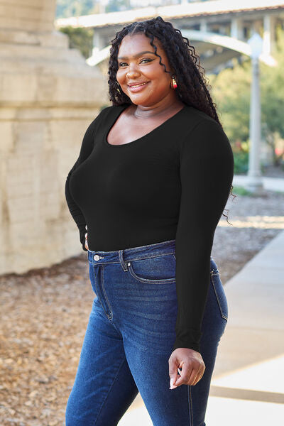 Basic Bae Full Size Round Neck Long Sleeve Bodysuit - NeoKira Unlimited