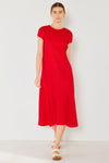 Marina West Swim Pleated Cap Sleeve A-Line Dress Midi Dress Trendsi Red S/M 