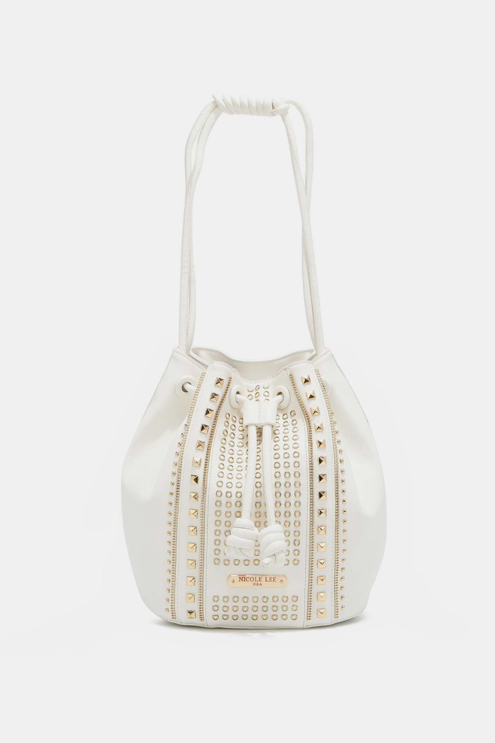 Nicole Lee USA Amy Studded Bucket Bag Handbag Trendsi White One Size 