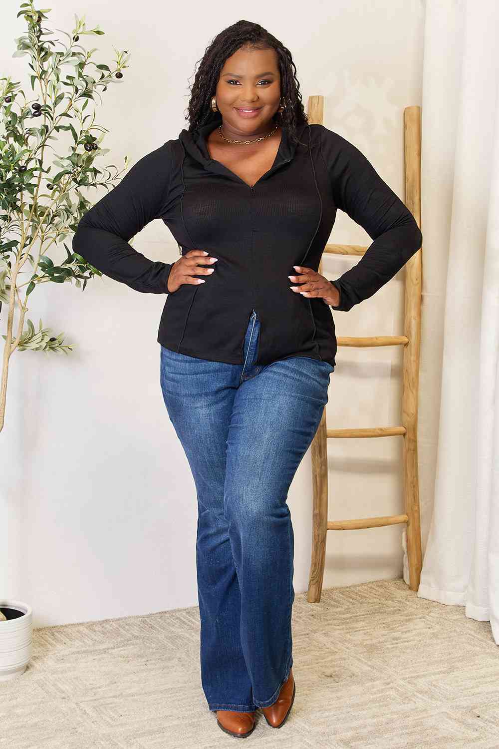 Culture Code Full Size Exposed Seam Long Sleeve Hoodie - NeoKira Unlimited