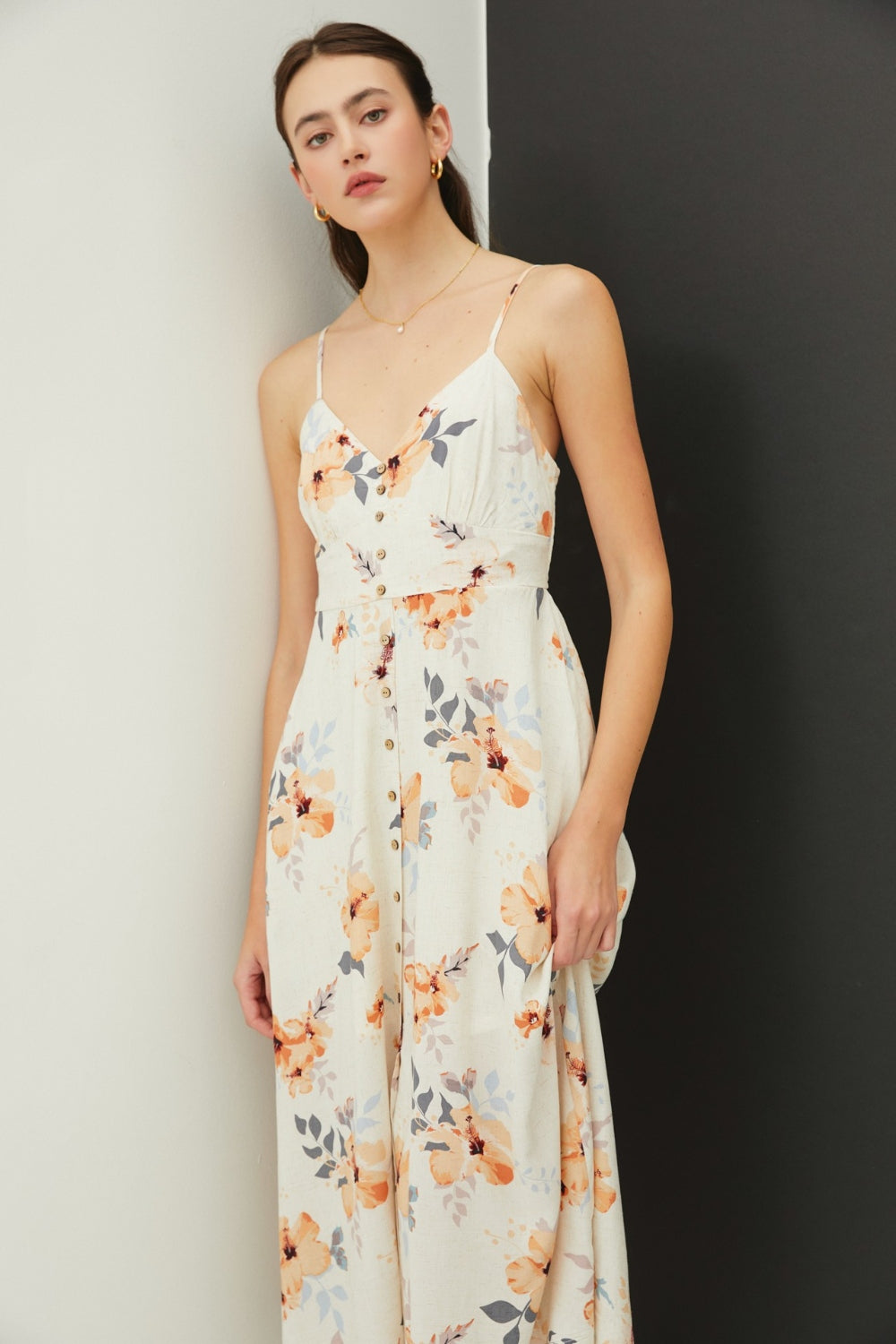 Be Cool Floral Button Down Cami Midi Dress - NeoKira Unlimited