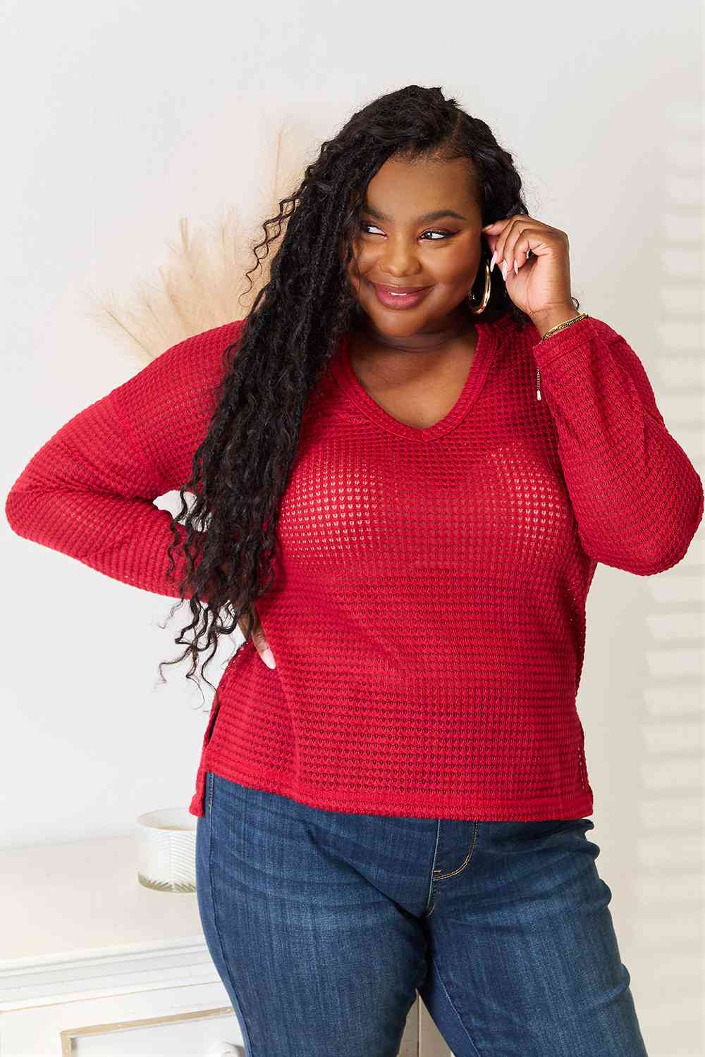 Culture Code Full Size Wide Notch Relax Top Top Trendsi Red S 