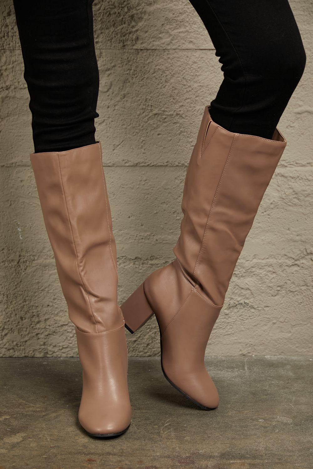 East Lion Corp Block Heel Knee High Boots Boots Trendsi   