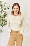 Culture Code Full Size Ribbed Round Neck Long Sleeve Top Top Trendsi Vanilla Cream S 