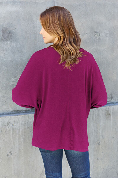 Double Take Full Size Round Neck Long Sleeve T-Shirt - NeoKira Unlimited