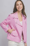 LOVE TREE Collared Neck Zip Up Jacket Jacket Trendsi PINK S 