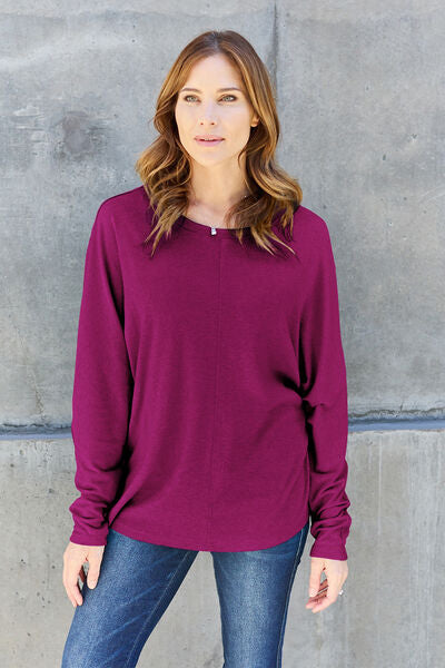 Double Take Full Size Round Neck Long Sleeve T-Shirt Top Trendsi   