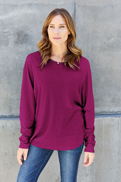 Double Take Full Size Round Neck Long Sleeve T-Shirt - NeoKira Unlimited